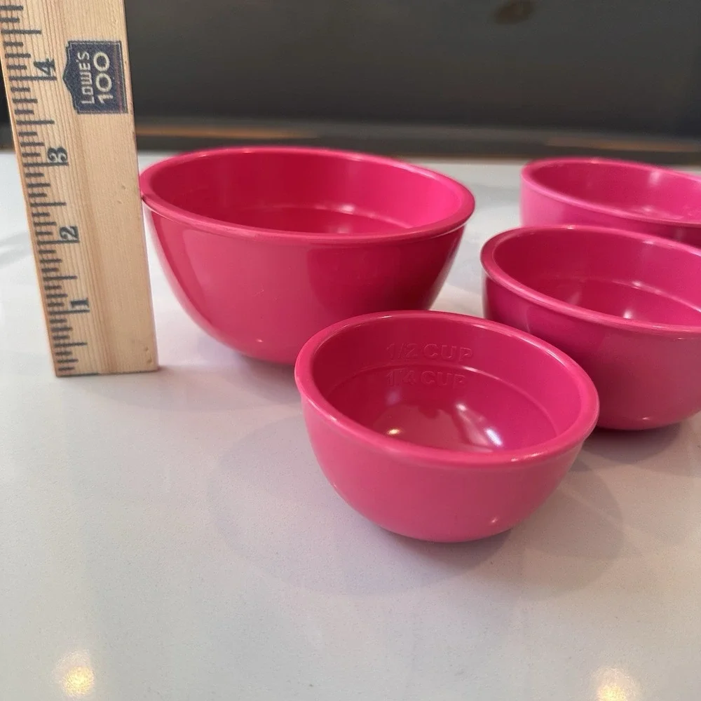 Sur La Table Fuchsia Pink Melamine Nesting Prep Bowls & Measuring Cups Set Of 5